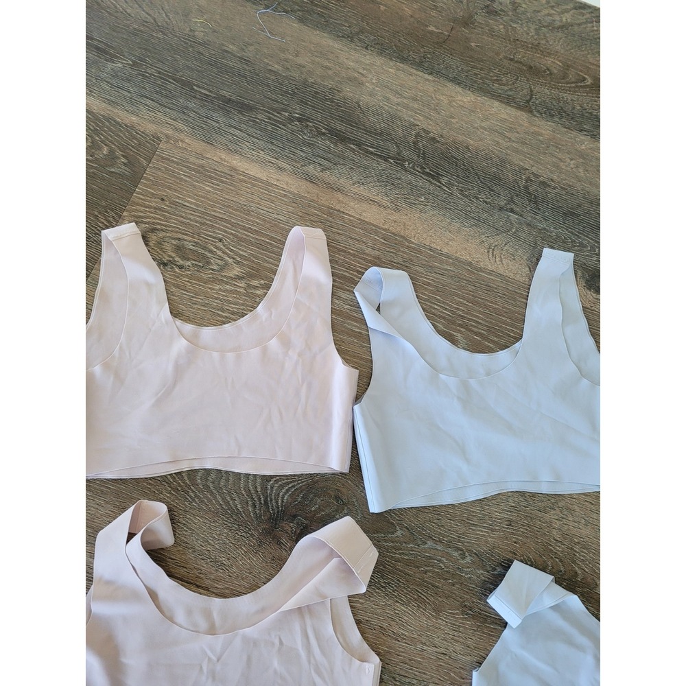 Sascina 4 Pack Seamless Bralettes Small Light Blue Pink Scoop Neck Stretch #3 - Picture 5 of 5